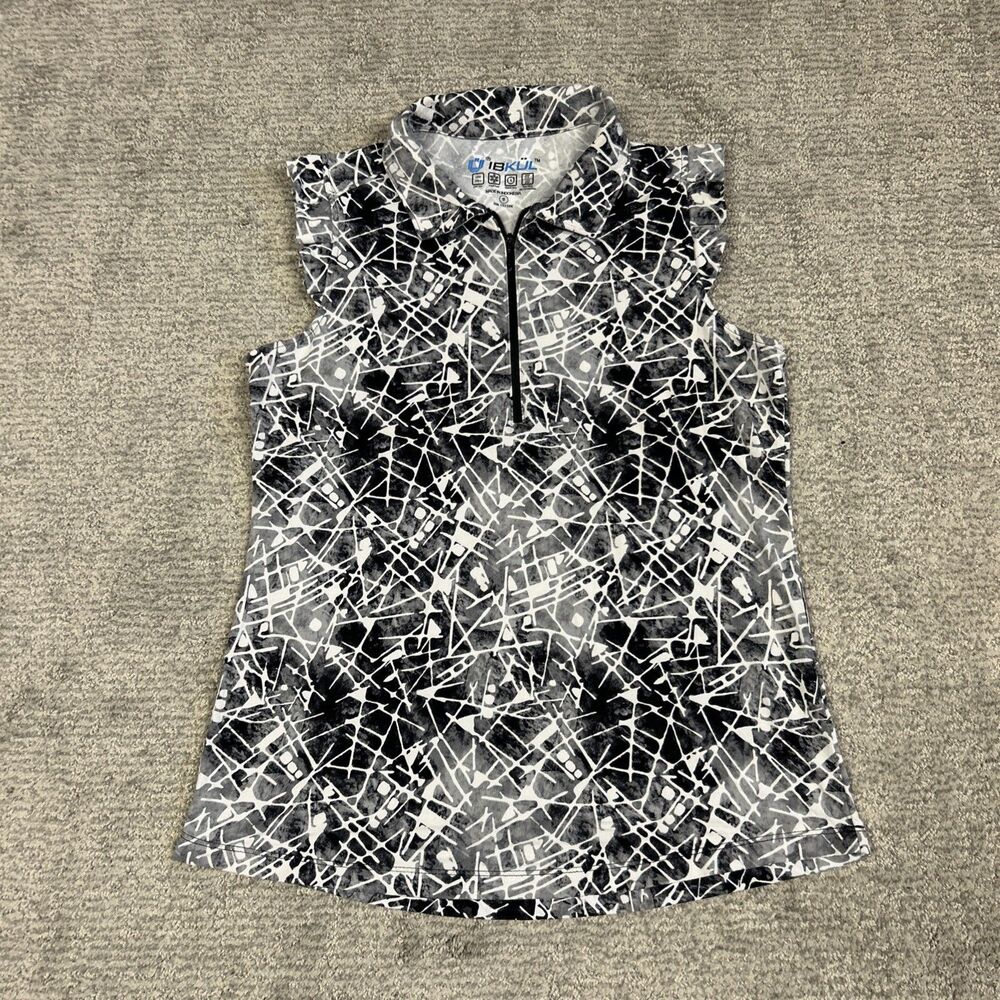 IBKUL Shirt Womens Small Black Golf Pickleball UPF50+ Beach Top 1/4 Zip